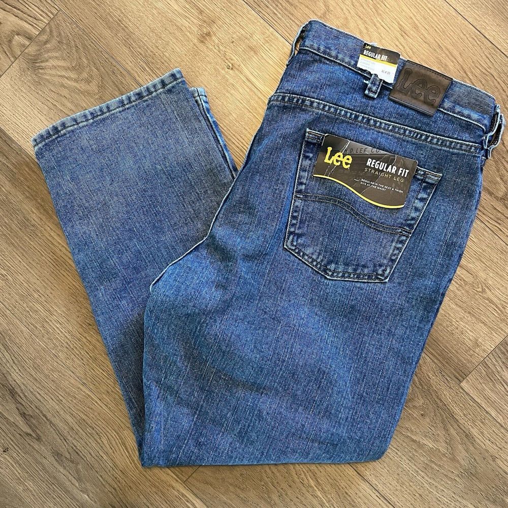 Men's Riders Lee Jeans 46x30 Denim Straight Leg Regular Fit Zip Fly Pants NWT
